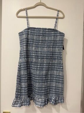 wild fable Blue and White Plaid Smocked Sundress